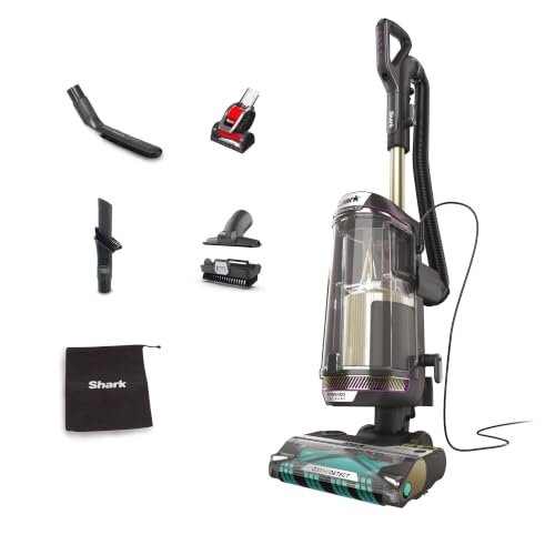 Shark Powerdetect Corded Upright Vacuum Cleaner, Duoclean Detect, Reverse Clean, Anti Hair Wrap Plus, Anti-Allergen, 8m Cord, 1.3l, Dusting Brush, Pet, Crevice, Multi Surface Tools & Bag, Az3900uktbk